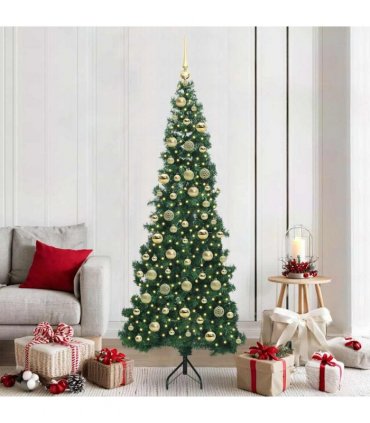 vidaXL Corner Artificial Christmas Tree Green 210 cm PVC and Metal