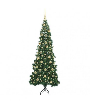 vidaXL Corner Artificial Christmas Tree Green 210 cm PVC and Metal