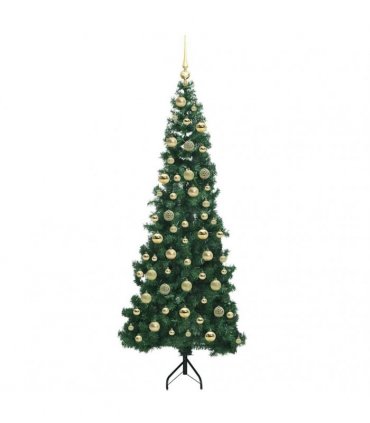 vidaXL Corner Artificial Christmas Tree Green 210 cm PVC and Metal