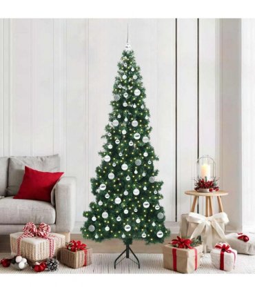 vidaXL Corner Artificial Christmas Tree Green 210 cm PVC and Metal