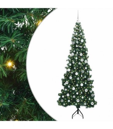 vidaXL Corner Artificial Christmas Tree Green 210 cm PVC and Metal