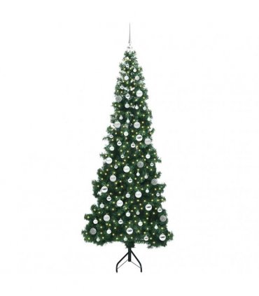 vidaXL Corner Artificial Christmas Tree Green 210 cm PVC and Metal