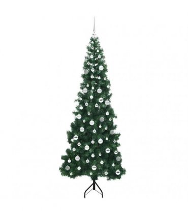 vidaXL Corner Artificial Christmas Tree Green 210 cm PVC and Metal
