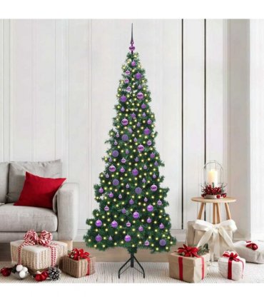 vidaXL Corner Artificial Christmas Tree Green 210 cm PVC and Metal