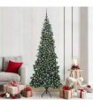 vidaXL Corner Artificial Christmas Tree Green 210 cm PVC and Metal