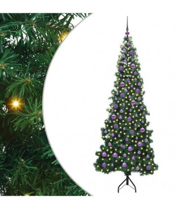 vidaXL Corner Artificial Christmas Tree Green 210 cm PVC and Metal