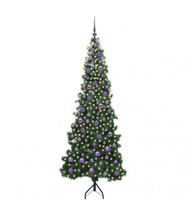 vidaXL Corner Artificial Christmas Tree Green 210 cm PVC and Metal
