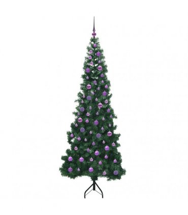 vidaXL Corner Artificial Christmas Tree Green 210 cm PVC and Metal