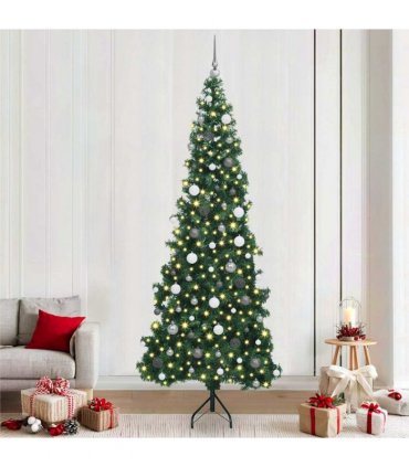 vidaXL Corner Artificial Christmas Tree Green 240 cm PVC and Metal