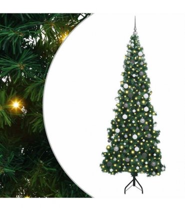 vidaXL Corner Artificial Christmas Tree Green 240 cm PVC and Metal