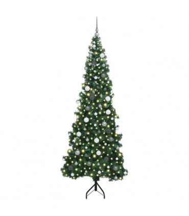 vidaXL Corner Artificial Christmas Tree Green 240 cm PVC and Metal