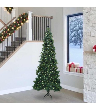 vidaXL Corner Artificial Christmas Tree Green 240 cm PVC and Metal