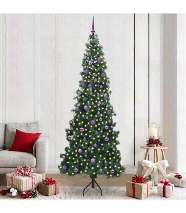 vidaXL Corner Artificial Christmas Tree Green 240 cm PVC and Metal