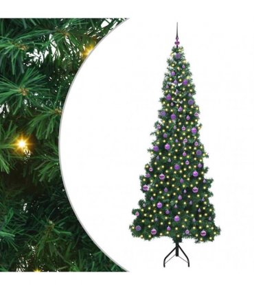 vidaXL Corner Artificial Christmas Tree Green 240 cm PVC and Metal