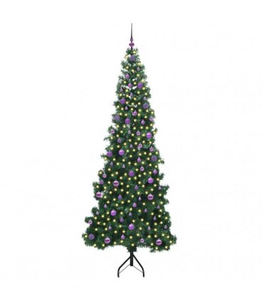 vidaXL Corner Artificial Christmas Tree Green 240 cm PVC and Metal
