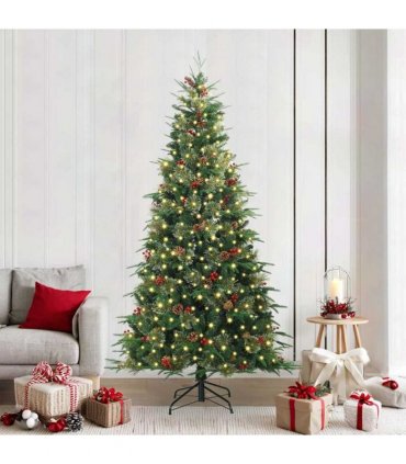 vidaXL Artificial Hinged Christmas Tree Green 240 cm PE and PVC