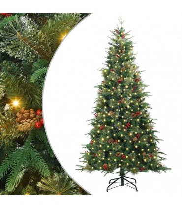 vidaXL Artificial Hinged Christmas Tree Green 240 cm PE and PVC