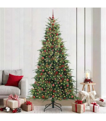 vidaXL Artificial Hinged Christmas Tree Green 240 cm PE and PVC