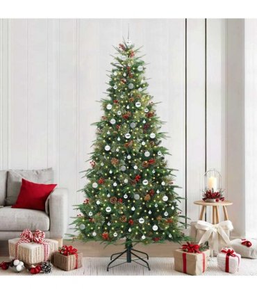 vidaXL Artificial Hinged Christmas Tree Green 240 cm PE and PVC