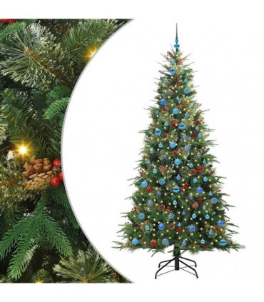 vidaXL Artificial Hinged Christmas Tree Green 240 cm PE and PVC