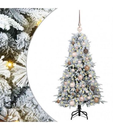 vidaXL Artificial Hinged Christmas Tree Green and white 120 cm