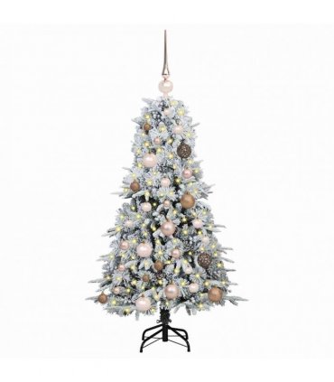 vidaXL Artificial Hinged Christmas Tree Green and white 120 cm