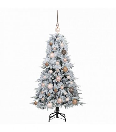 vidaXL Artificial Hinged Christmas Tree Green and white 120 cm