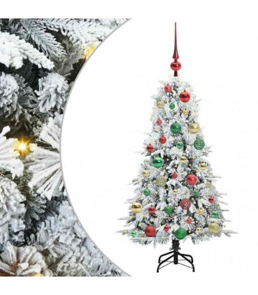 vidaXL Artificial Hinged Christmas Tree Green and white 120 cm