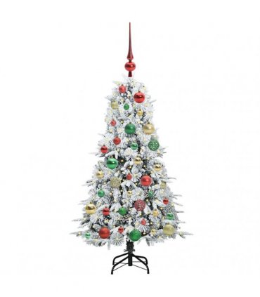 vidaXL Artificial Hinged Christmas Tree Green and white 120 cm