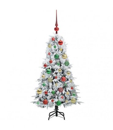 vidaXL Artificial Hinged Christmas Tree Green and white 120 cm