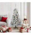 vidaXL Artificial Hinged Christmas Tree Green and white 150 cm