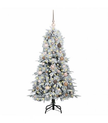 vidaXL Artificial Hinged Christmas Tree Green and white 150 cm