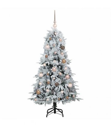 vidaXL Artificial Hinged Christmas Tree Green and white 150 cm