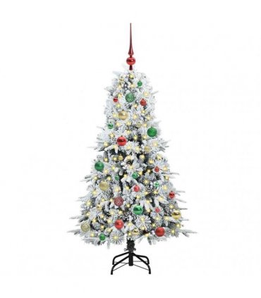 vidaXL Artificial Hinged Christmas Tree Green and white 150 cm