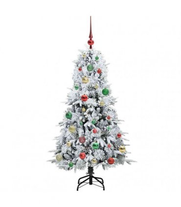vidaXL Artificial Hinged Christmas Tree Green and white 150 cm