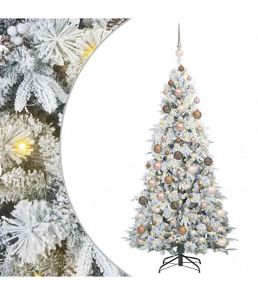 vidaXL Artificial Hinged Christmas Tree Green and white 180 cm