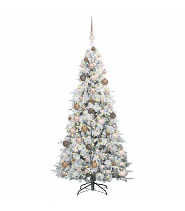 vidaXL Artificial Hinged Christmas Tree Green and white 180 cm
