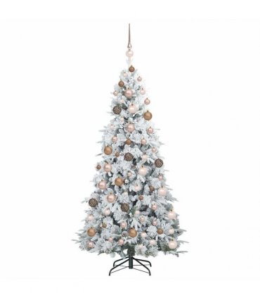 vidaXL Artificial Hinged Christmas Tree Green and white 180 cm
