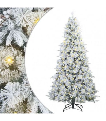 vidaXL Artificial Hinged Christmas Tree Green and white 210 cm