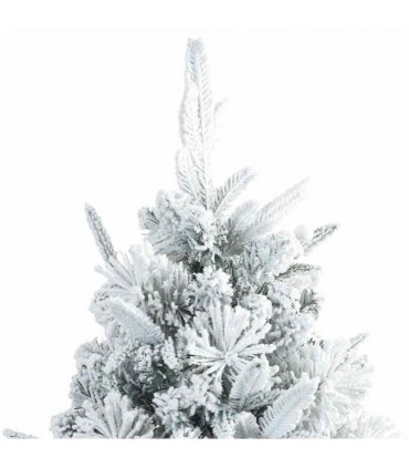 vidaXL Artificial Hinged Christmas Tree Green and white 210 cm