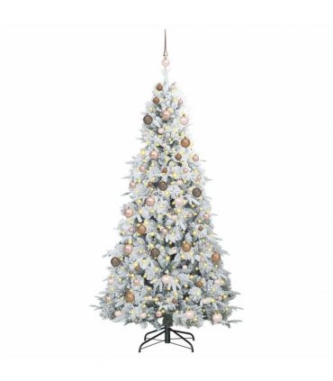 vidaXL Artificial Hinged Christmas Tree Green and white 210 cm