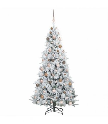 vidaXL Artificial Hinged Christmas Tree Green and white 210 cm