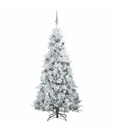 vidaXL Artificial Hinged Christmas Tree Green and white 210 cm