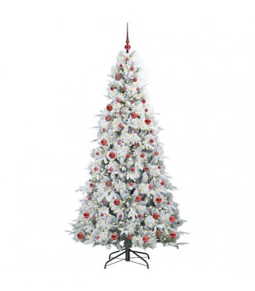 vidaXL Artificial Hinged Christmas Tree Green and white 210 cm
