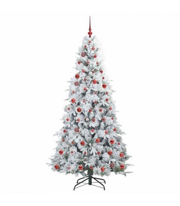 vidaXL Artificial Hinged Christmas Tree Green and white 210 cm