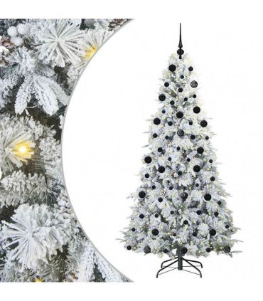 vidaXL Artificial Hinged Christmas Tree Green and white 210 cm