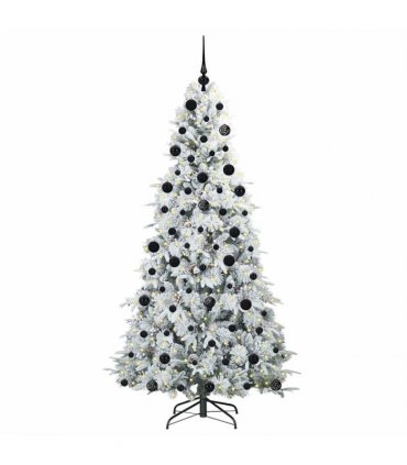 vidaXL Artificial Hinged Christmas Tree Green and white 210 cm