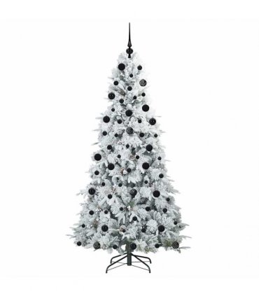 vidaXL Artificial Hinged Christmas Tree Green and white 210 cm