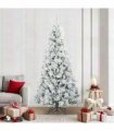 vidaXL Artificial Hinged Christmas Tree Green and white 210 cm