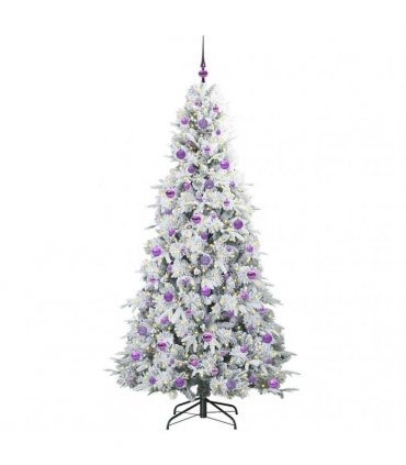 vidaXL Artificial Hinged Christmas Tree Green and white 210 cm